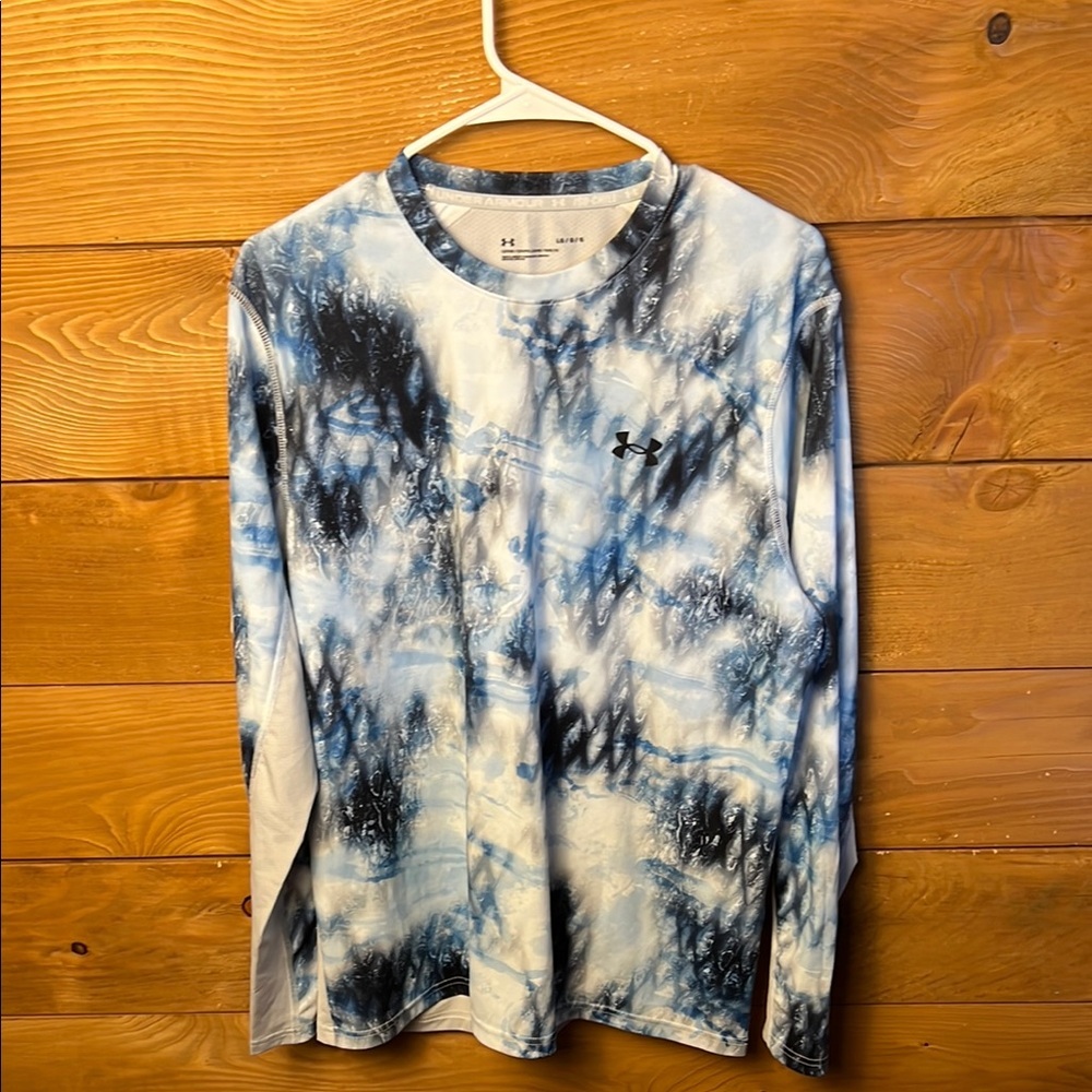 Under Armour Men Iso-Chill Shore Break Camo Long Sleeve Activewear Shirt blue Lg